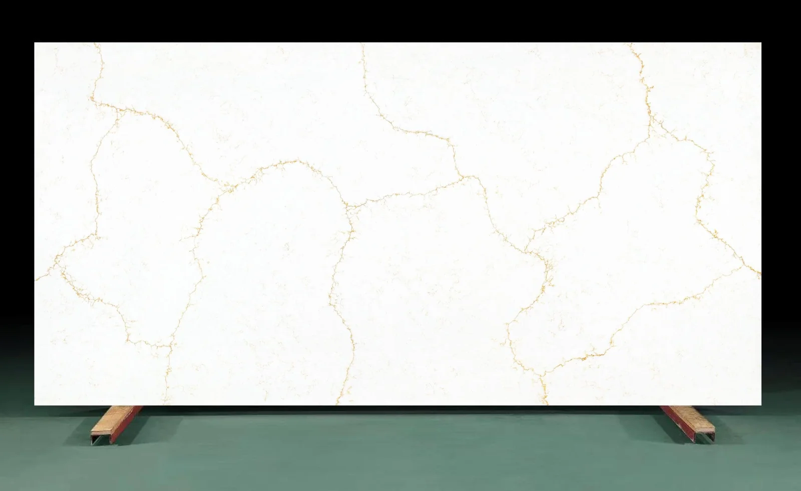 Full slab of Mystery Gold Jade CQC146 green quartz from Classic Quartz Stone