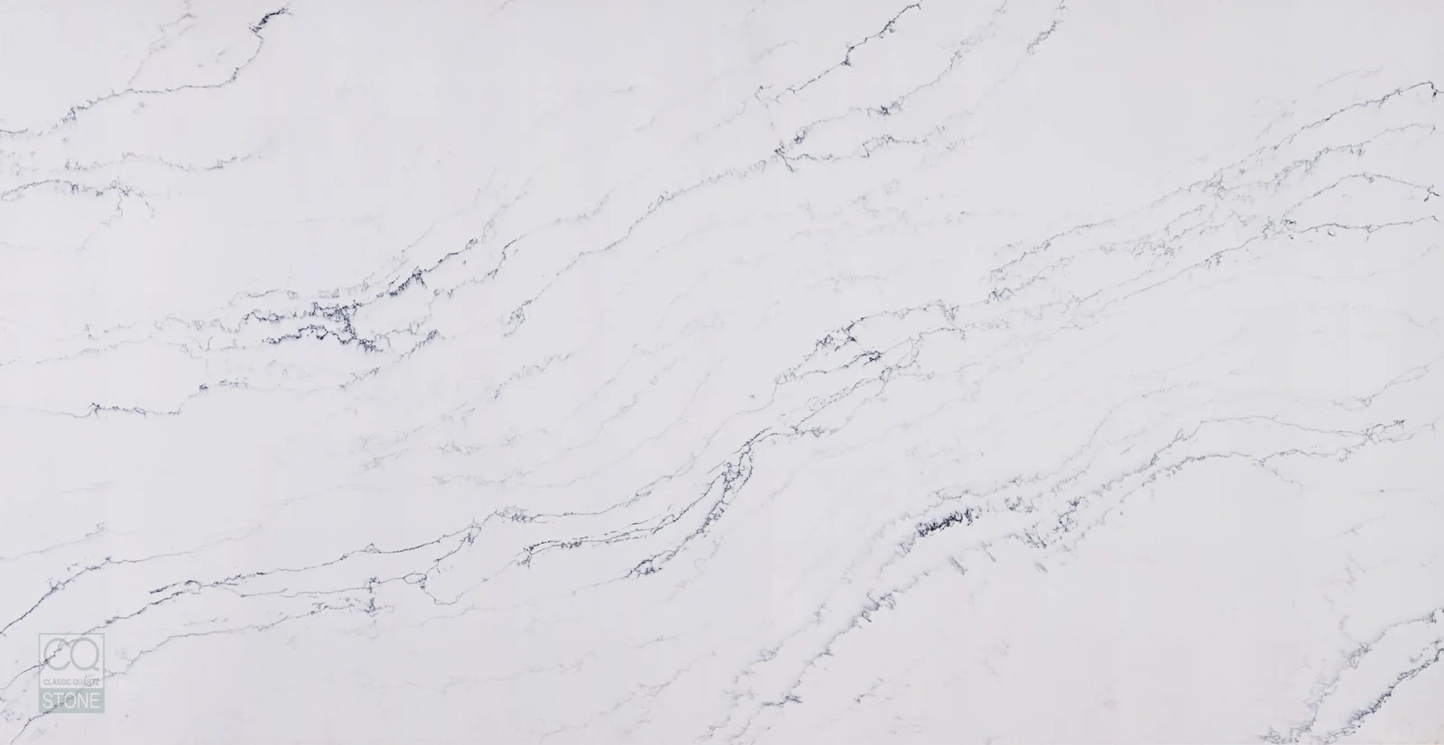 Full slab of Statuario Milan CQM313 white quartz from Classic Quartz Stone