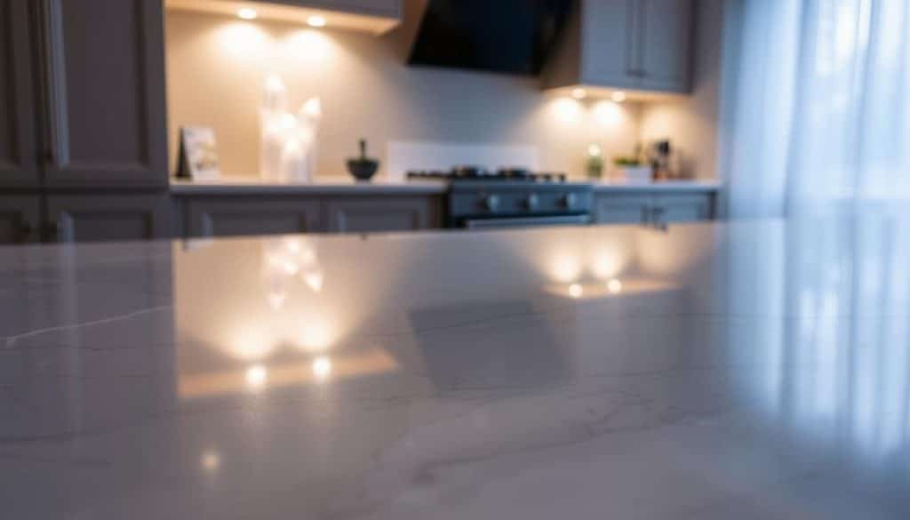 Ethereal Glow Quartz Worktops Features