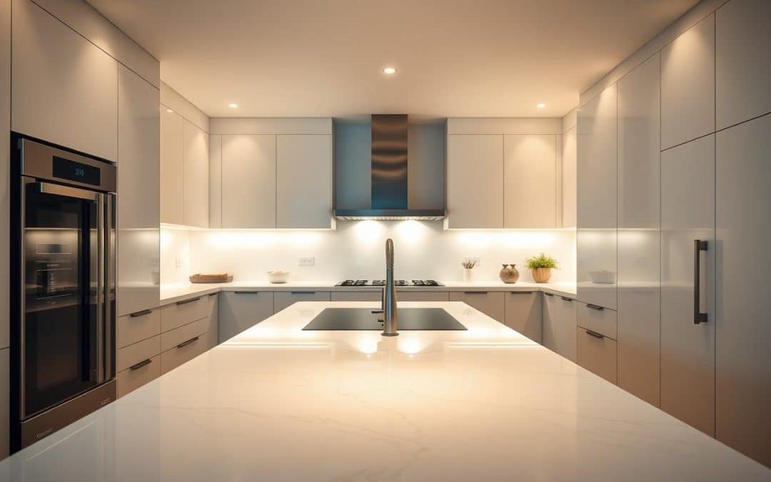 Ethereal Glow Quartz Worktops | StonePro Worktops London