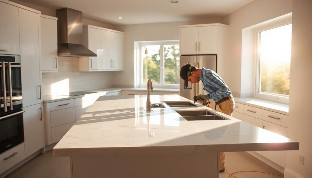 Faux marble countertop installation