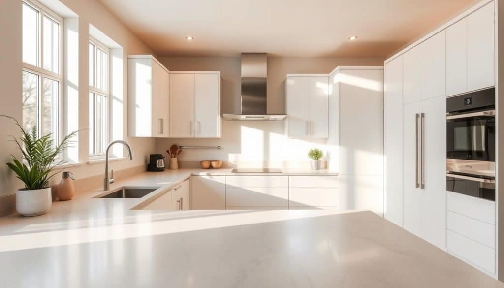 High-resistance worktops in a modern kitchen