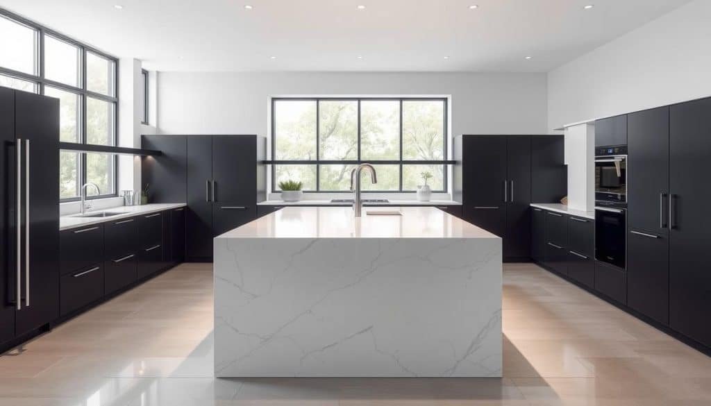 Silestone Eternal Statuario worktops in a modern kitchen setting