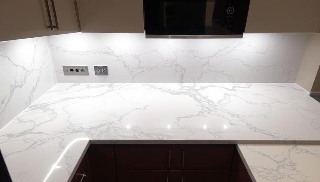 marble effect worktop installation